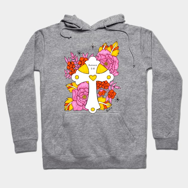 Floral Cross Hoodie by Nadiadgo